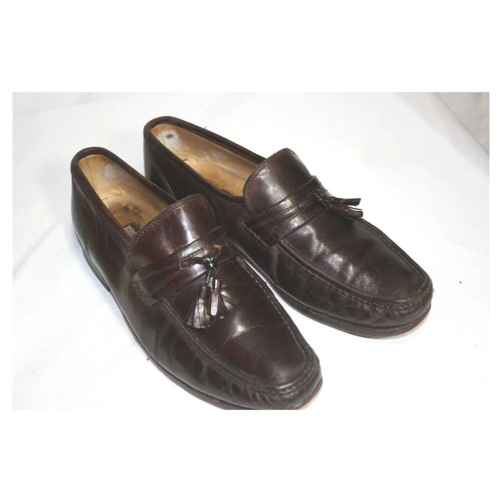 Bruno Magli Oxblood Leather Tassel Loafers Men's Size 8 M Made in Italy